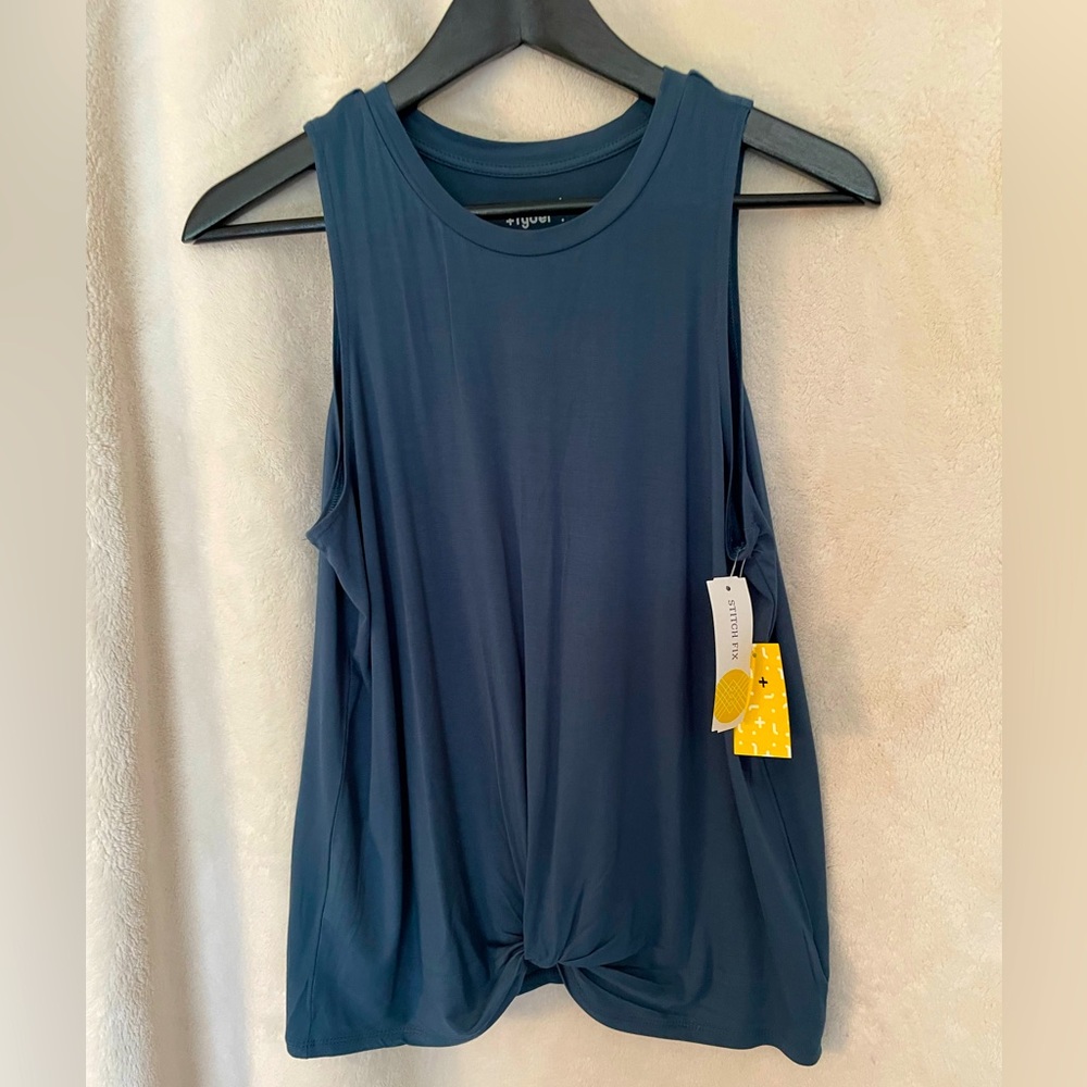 Women's Blue Stitch Fix twist front Tank Top NWT